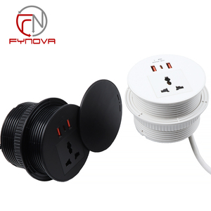 Venta caliente ABS Zócalo de escritorio Multifunción USB Tipo C Salidas ocultas Zócalo de ojal redondo - Product Image 3