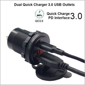インテリジェントシャントUSB充電器オートバイ/車用クイックチャージPDタイプ-Cポート12-24V電圧携帯電話高速充電QC3.0 - Product Image 4