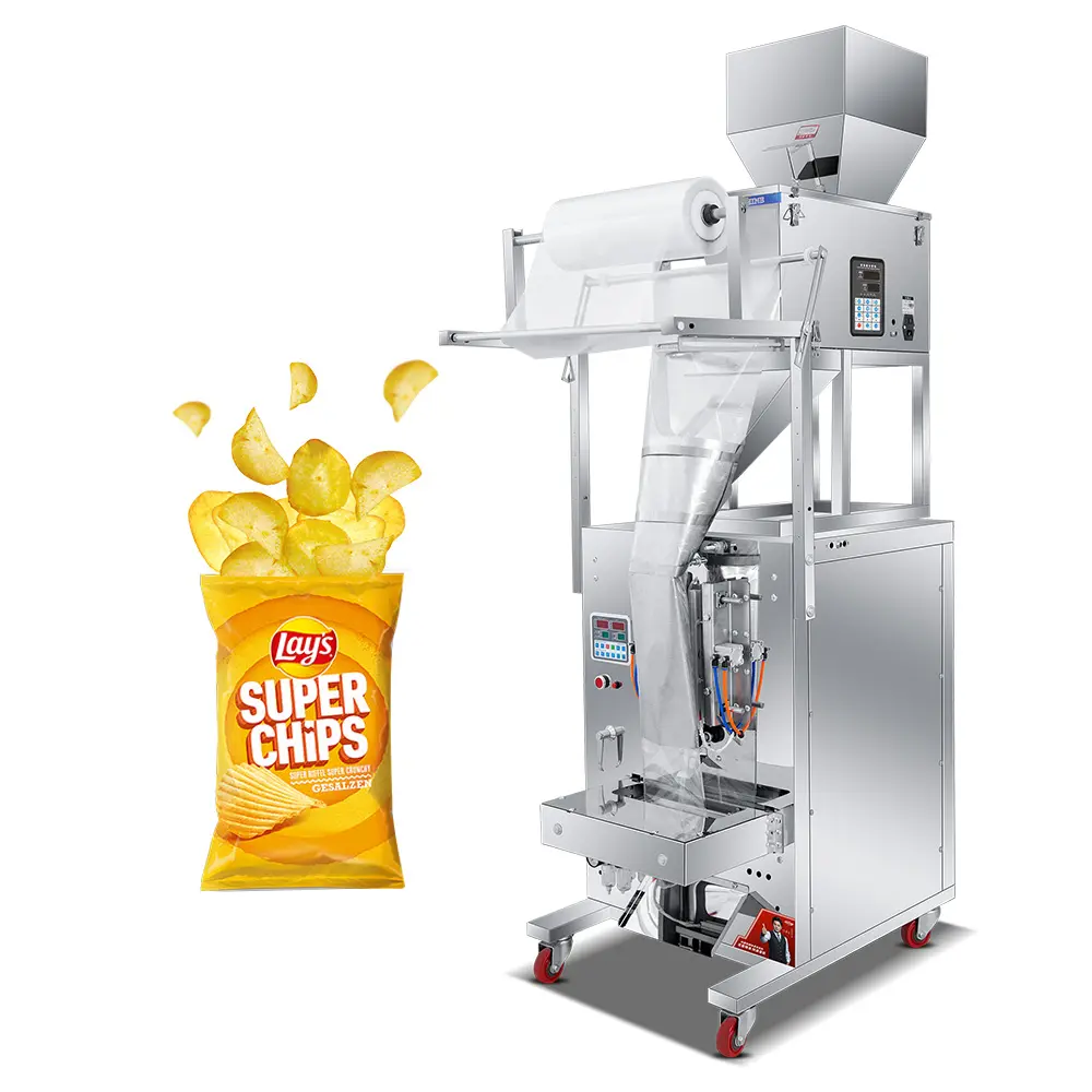 Chips automatiche biscotti verticali azotati maccheroni macchina confezionatrice cibo soffiato Chips Banana macchine per confezionamento per merenda