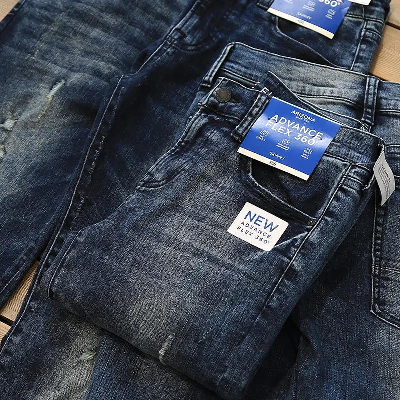 GZY yeni moda tasarım erkek kot 2020 toptan OEM özel erkek yüksek kaliteli marka yırtık siyah kullanılan Denim Jean etek detay şerit