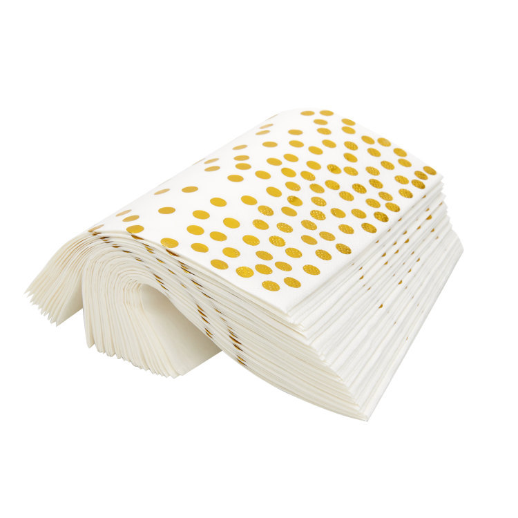 25 morceaux de serviettes estampées à l'or