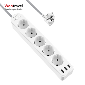 Wonttravel สายต่อพ่วง USB เยอรมัน3ช่องปลั๊กไฟ5ทางเต้าเสียบปลั๊กไฟเยอรมัน - Product Image 2