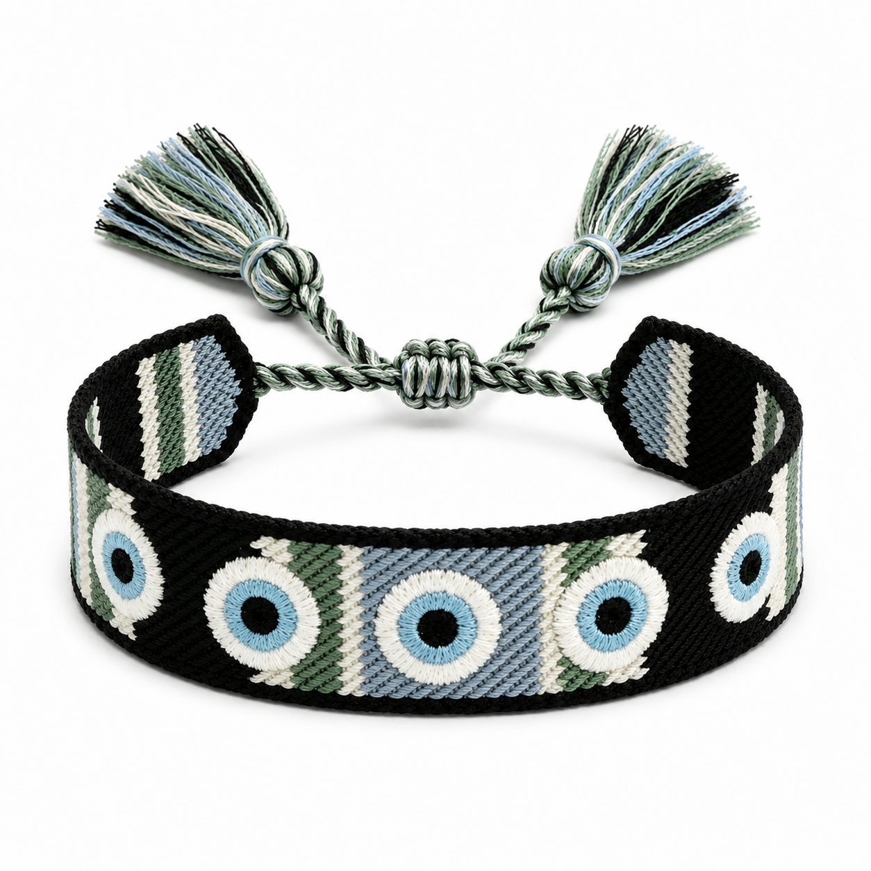Bracciale Intrecciato Occhio Blu Green-Evil-01