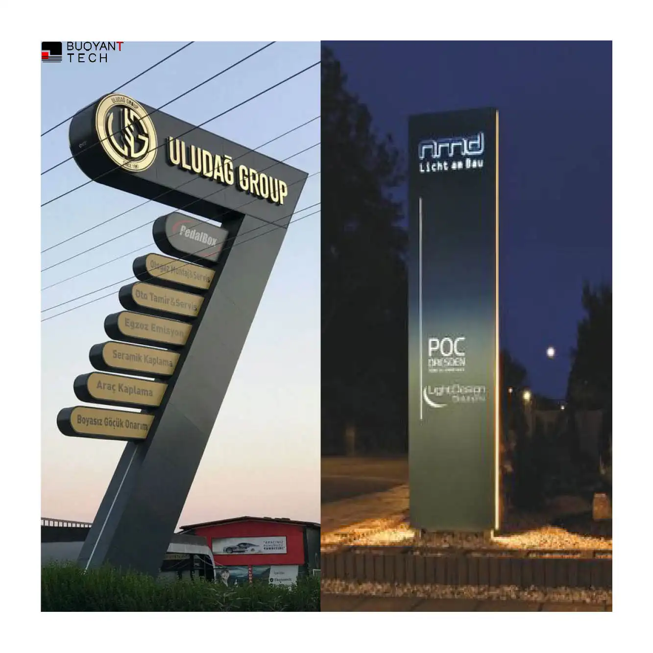 BOOYANT Outdoor wayfingding exterior sign Free standing auto shop logo iluminado publicidad car wash pylon sign