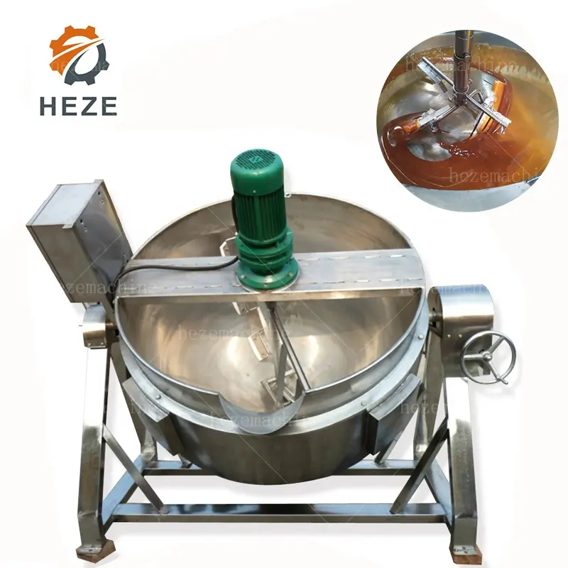 Marmite industrielle à gaz/vapeur/électrique pour marmite à confiture avec mélangeur
