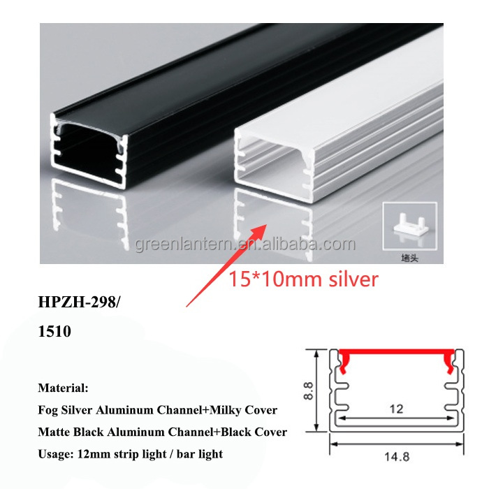 1 m de taille 15*10 mm (argent avec couvercle en pc blanc)