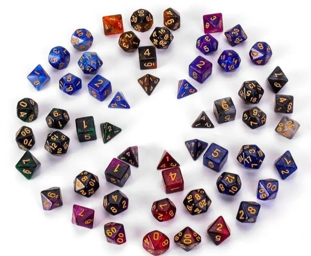 7pcs/Set Starry Sky Polyhedral Dice Acrylic Sharp Edge Dice Bulk Wholesale