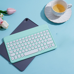 Mini teclado Bluetooth Teclas redondas Teclado recargable inalámbrico Bluetooth de 10 pulgadas Teclado de diseño compacto Delgado verde oscuro