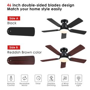 46&quot; Low Profile Indoor Ceiling Fans with Lights and Remote <strong>Control</strong> Flush Mount LED Dimmable <strong>DC</strong> Reversible Modern Ceiling Fan - Product Image 5