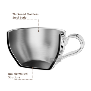 HIGHWIN kullanımlık çift duvarlı kahve kupa yalıtımlı paslanmaz çelik Espresso fincan tabağı ile Shot - Product Image 5