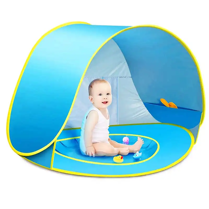 Tienda de playa para bebé con piscina, refugio solar plegable portátil, tienda impermeable para interior y exterior, protección UV para niños