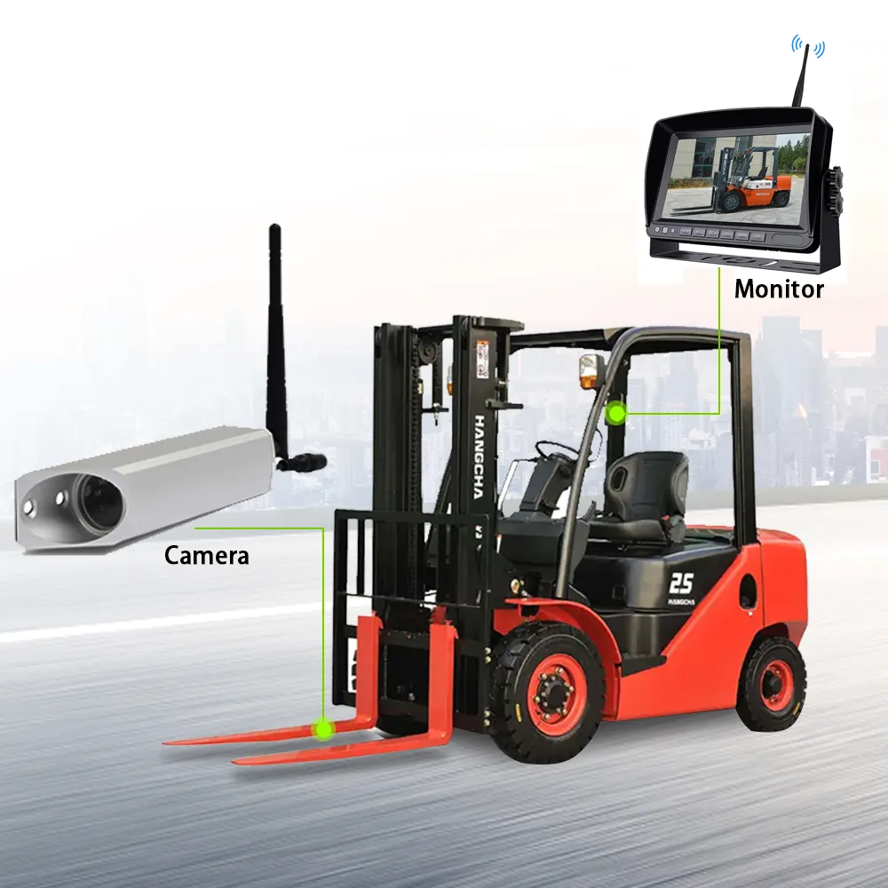 2023 yeni tasarım Metal güçlü manyetik emme cep pil AHD kablosuz Forklift kamera izleme sistemi için güvenli kullanım