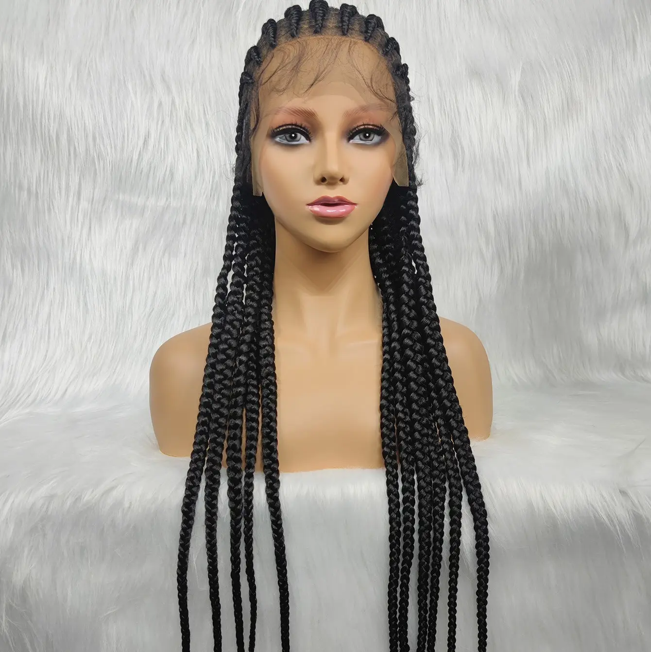 wholesale lace long braided wigs synthetic hair good feedback cornrows braided hair wig synthetic hair braiding lace front wigs