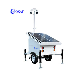 Telecamera per rimorchio di sicurezza Mobile telescopica a energia solare con sistema di sorveglianza esterna per esterni e torre di rilevamento della zona rossa - Product Image 1