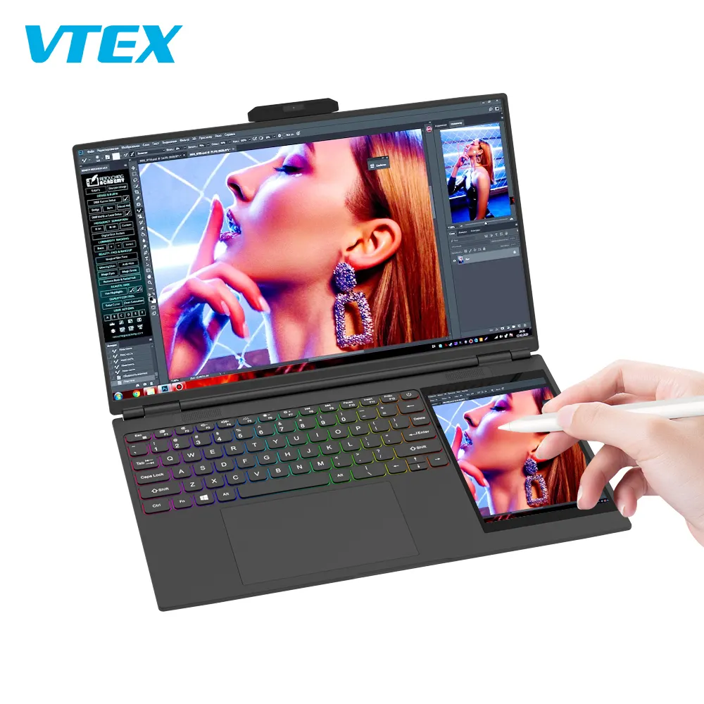 Vtex Notebook PC Doppel bildschirm Metall gehäuse PC Notebook Computer I7 Zwei kanal speicher Dual Grafikkarte Mini PC Gaming Notebook