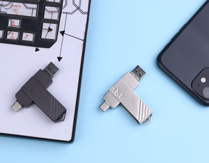 Cep telefonu için/PC alüminyum alaşım döner OTG USB Pendrives hızlı hız Cle USB 2.0 3.0 özel Logo 3 in 1 usb flash sürücü - Product Image 4