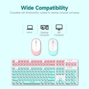 TF770 2.4G <strong>Wireless</strong> <strong>Keyboard</strong> <strong>Mouse</strong> <strong>Combo</strong> Retro Punk Round Keycap Comfortable Mute Typing <strong>Keyboard</strong> <strong>Mouse</strong> for PC Laptop - Product Image 5