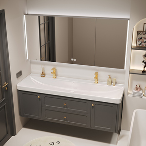 Modern Bathroom Vanity Ceramic Sink, Soft-Close Drawers and Spacious Storage, Perfect <strong>fo</strong> Homes Bathroom Vanity
