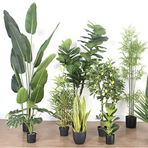 Arca falsa de plástico para decoração, de alta qualidade, decoração interna, artificial, verde, plástico, folha de palma, planta pequena, palmeira artificial