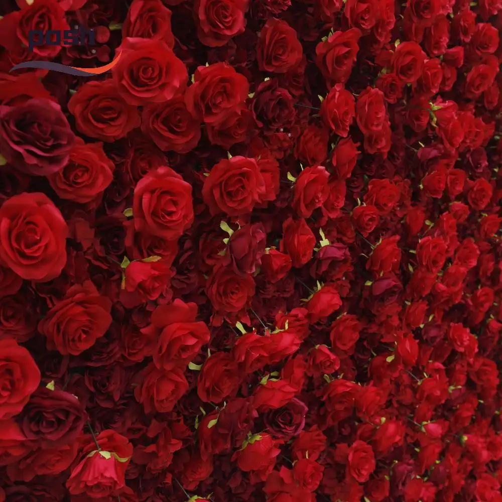 Panneaux muraux de fleur de Rose rouge passionnée toile de fond florale en soie synthétique artificielle pour la cérémonie de fête de mariage décoration de la maison