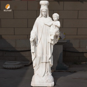 Bán buôn Tay Chạm Khắc Cuộc Sống Kích thước đá Cẩm Thạch Mẹ Mary và Jesus điêu khắc cho ngoài trời - Product Image 3
