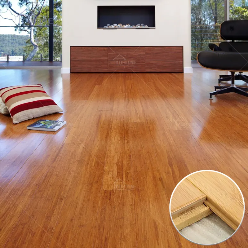 Anada-suelo de bambú estándar de 18mm para interiores, suelo de madera de bambú sólido Rojo Dorado