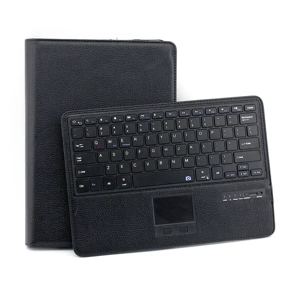 Étui en cuir pour clavier bluetooth, tablette de 12 pouces, housse pour clavier sans fil universelle, avec pavé tactile