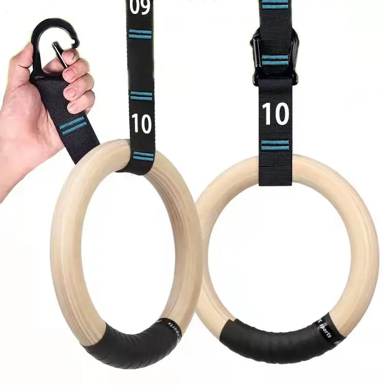 Anello da ginnastica in legno da 28/32mm con cinghie regolabili attrezzatura da ginnastica per allenamento calisthenics ginnici in legno personalizzati