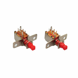 Interruttore a pulsante STM angolato foro passante unipolare singolo lancio 30VAC 0,5a 6P interruttore a pulsante rosso - Product Image 1