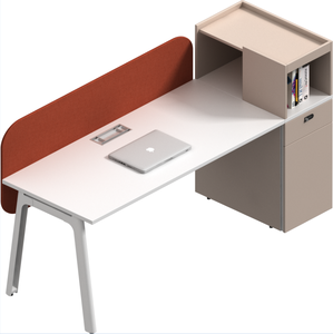 Escritorio de oficina moderno de una plaza de madera con armario lateral para espacios de trabajo contemporáneos - Product Image 1