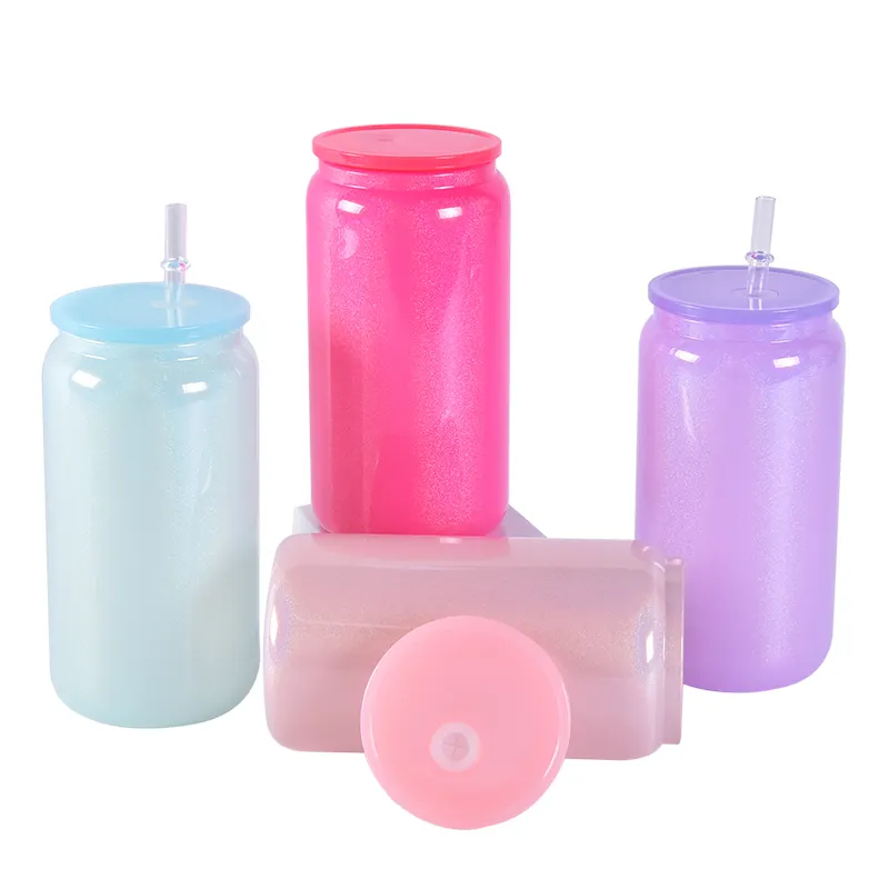 Hot Sale Bulk Canning Jars 16 Oz 16 Oz Reutilizável Travel Ice Glass Can Tumblers Caneca Para Café Frio Bubble Tea Boba