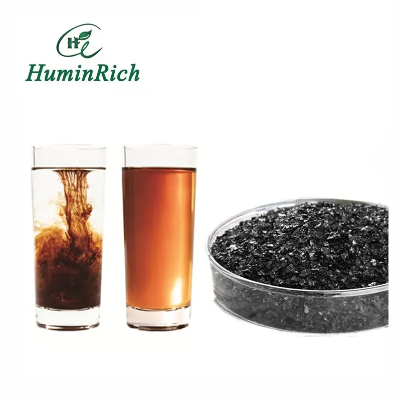 "HuminRich Huplus" SH9011C-9 100กรดที่ละลายน้ำได้อย่างมีประสิทธิภาพผงโพแทสเซียมเกล็ดฟูลเวทจาก Leonardite