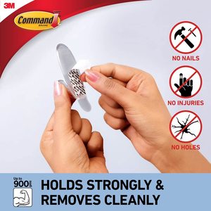 Command Clear Hooks Mediano, Command clear Strips 2-Hooks/Pack, Organizar Comando sin daños Gancho transparente - Product Image 5