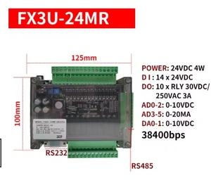 FX3U 24MR 24MT 14 вход 10 релейный выход RS232 RS485 38400bps PLC программируемый логический контроллер 6AD 2DA OEM поддерживается - Product Image 4