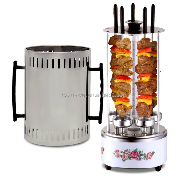 Máquina de kebab, parrilla eléctrica doméstica, rotación automática de parrilla de barbacoa, máquina de barbacoa sin humo para interiores, kebabs pequeños