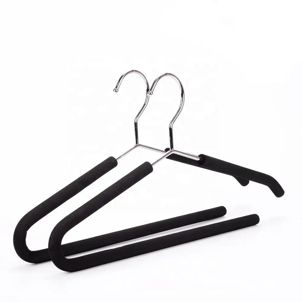 LEEKING Factory direct sales black foam PVC coated wire hanger high quality stainless steel hanger