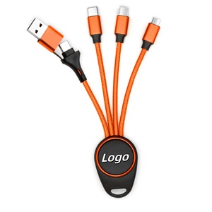 Regali aziendali di alta qualità 5 in 1 portachiavi cavo in Nylon doppio ingresso USB C LED cavo di ricarica per Android per dispositivo iphone - Product Image 1