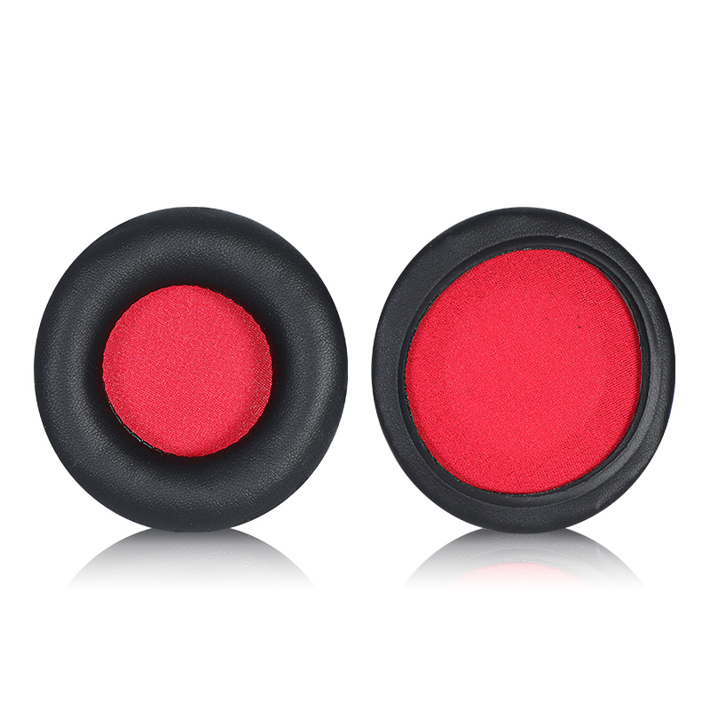 1 coussinet d'oreille en cuir protéiné noir avec scrim rouge