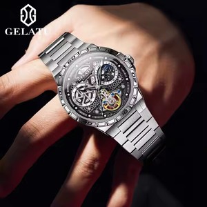 GELATU 6020 di lusso Multi funzionale alla moda orologio da uomo scheletro impermeabile cielo stellato quadrante automatico meccanico orologio da uomo - Product Image 3