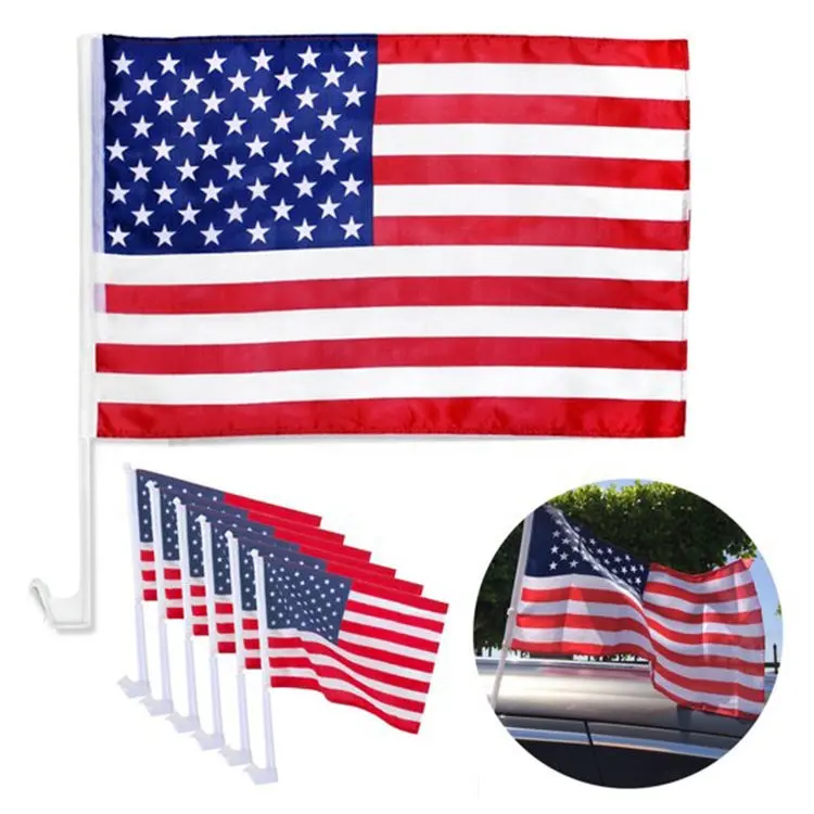 2023 Nieuwe Product Groothandel Aangepaste Goede Kwaliteit Amerikaanse Grappige Vlag Sticks Voor Auto 'S Grappige Vlaggen Decoratie Custom Auto Vlaggen