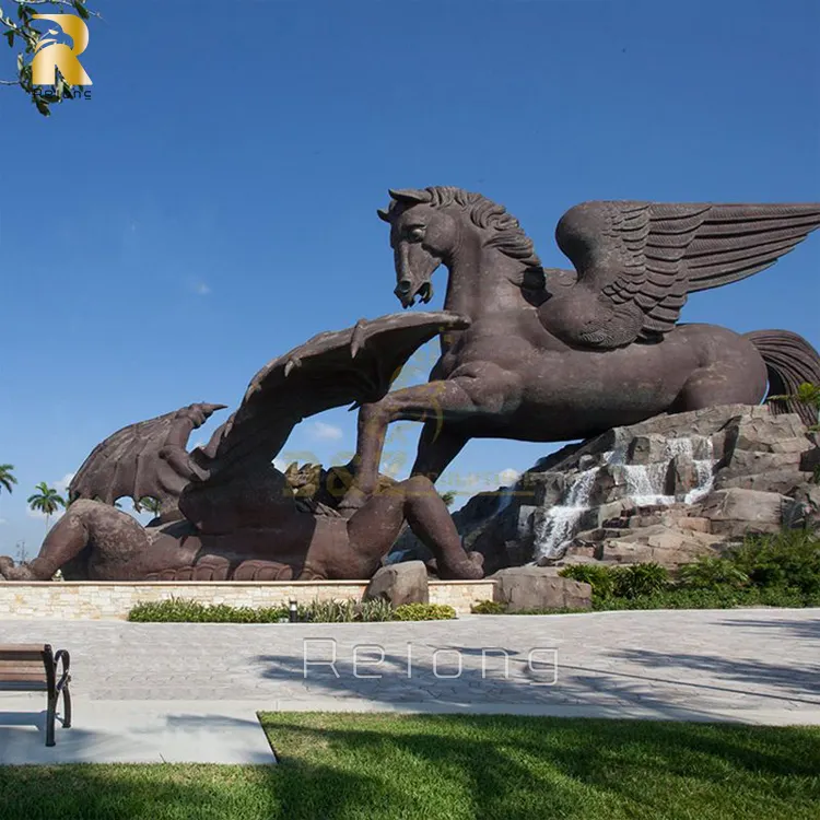 Außen dekoration Großer Flügel Bronze Statue Pegasus
