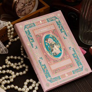 Exquisito cuaderno de encuadernación dura Retro serie A3 estilo impreso con estampado en caliente borla marcapáginas cubierta de papel Página de Color libro mayor de notas - Product Image 5