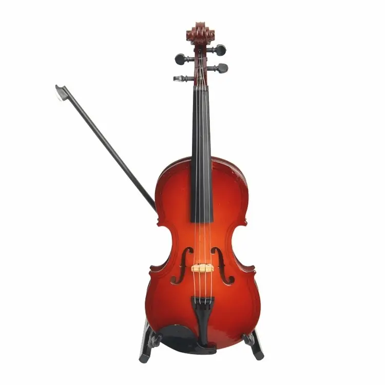 Mini instrumento musical, modelo de violino de madeira modelo decorativo de casa ornamentos para amigos presente de aniversário