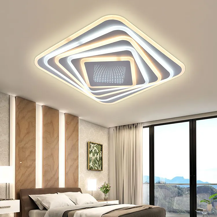 Lampu plafon LED, lampu langit-langit Modern hitam dapat diredupkan untuk dekorasi rumah 2023