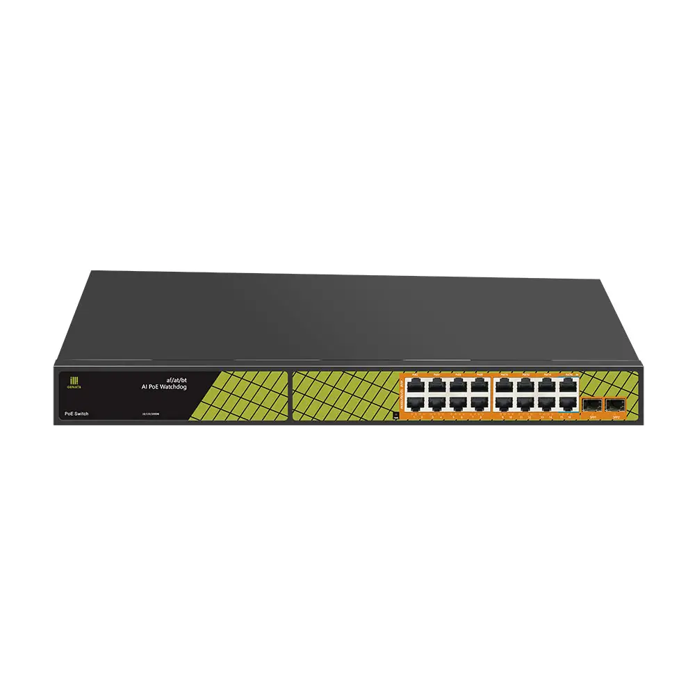 Commutateur GENATA gigabit 16 ports AI PoE pour caméra CCTV et routeur avec détection automatique