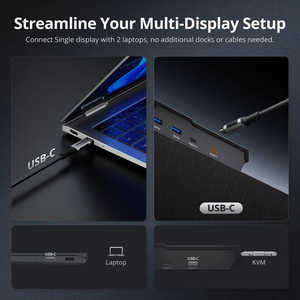 TESmart 8K60Hz USB C KVM交换机2台笔记本电脑1显示器USB 3.0 2端口4K @ 144Hz类型C，用于游戏和家庭办公室KVM对接 - Product Image 2