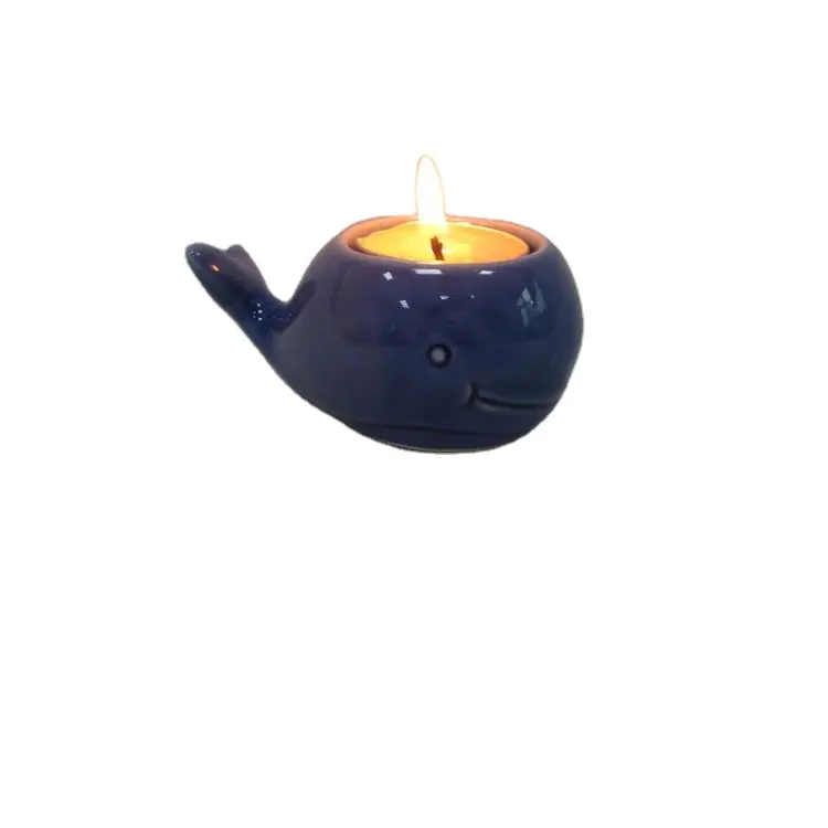 Scuro Blue Whale Ceramica Porcellana Tealight Holder, Candela Vaso, accetta Personalizzata