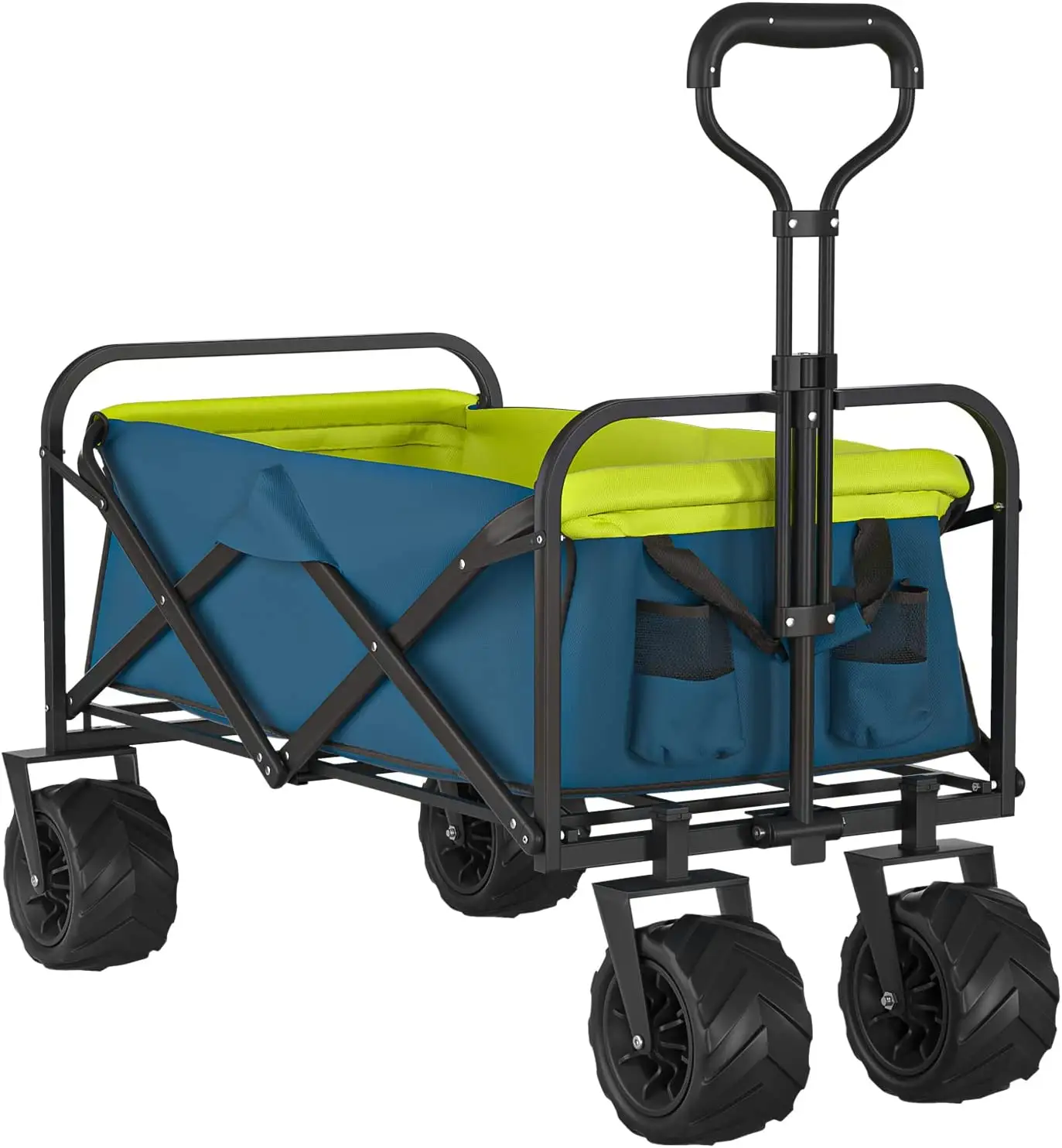 Woqi Heavy Duty Colla psible Folding All Terrain Utility mit einziehbarem Griff und Getränke haltern Beach Wagon Cart