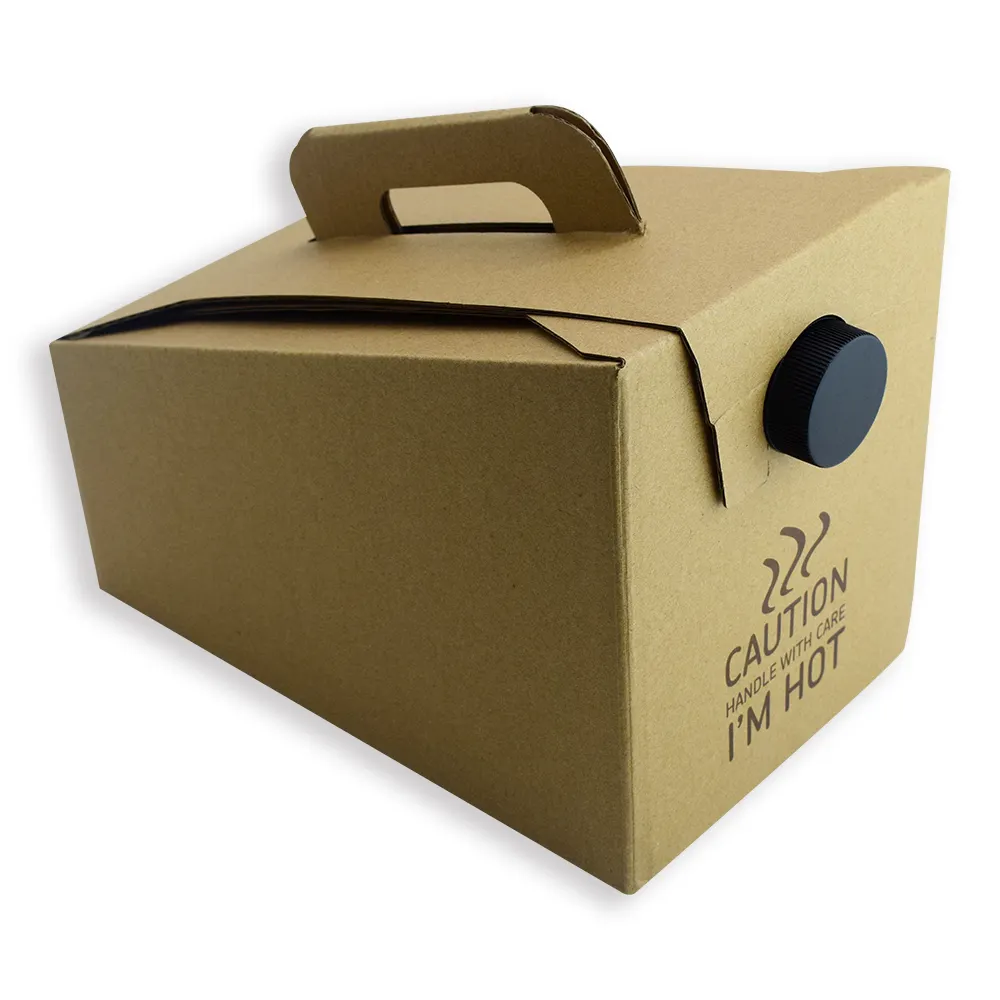 Bebidas Descartáveis Servidor Impressão Personalizada Kraft Paper Handle Café Para Ir Caixa Recipiente Para Levar Café Carton Box para Cafe Shop