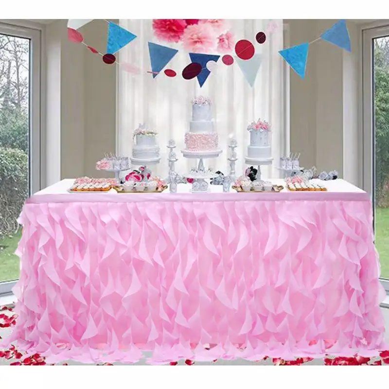 Gonna da tavolo in Tulle con tutù di nuovo stile gonna da tavolo in salice riccio rosa per la decorazione della festa nuziale di compleanno